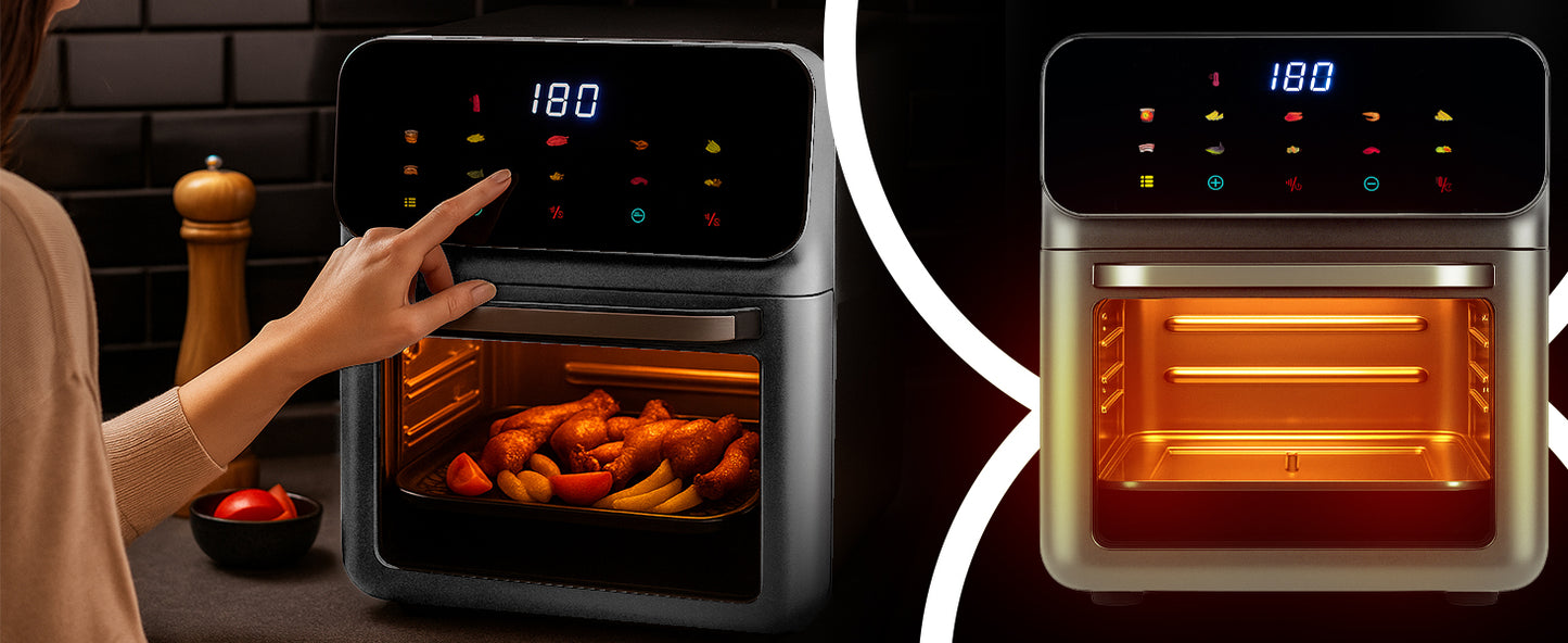 FRYTKOWNICA BEZTŁUSZCZOWA AIR FRYER 12 L KARŠTO ORO GRUZINTUVĖ 1350 W 10 REŽIMŲ AIRFRYER