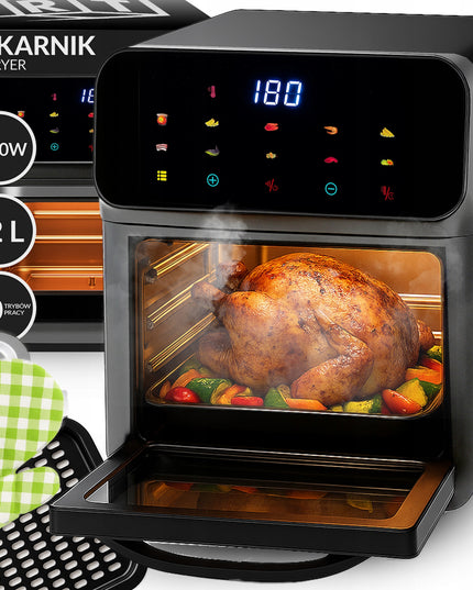 FRYTKOWNICA BEZTŁUSZCZOWA AIR FRYER 12 L KARŠTO ORO GRUZINTUVĖ 1350 W 10 REŽIMŲ AIRFRYER