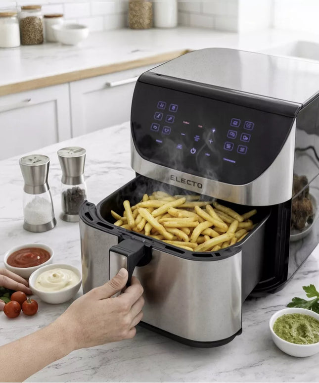 BEZTŁUSZCZOWA FRYTKOWNICA AIR FRYER DUŻA FRYTOWNICA 8L 2000W 14 PROGRAMÓW