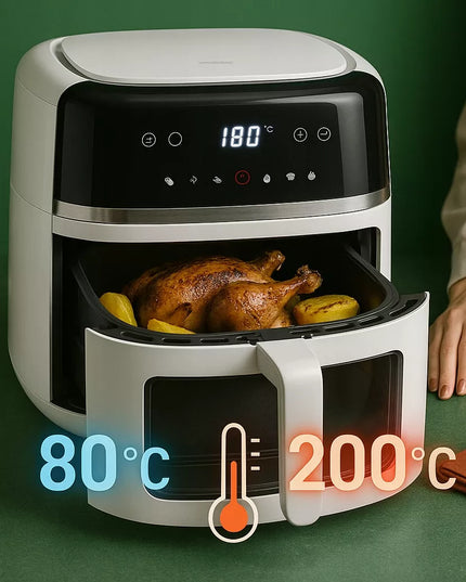 BEZTŁUSZCZOWA FRYTKOWNICA AIR FRYER, DUŻA FRYTKOWNICA 8L 2500W, DUŻA MISA XXL