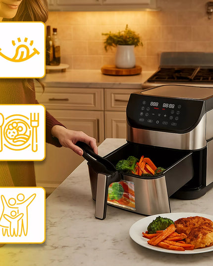 BEZTŁUSZCZOWA FRYTKOWNICA AIRFRYER 12 PROGRAMÓW DUŻA MOC MISA 8L