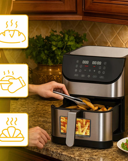 BEZTŁUSZCZOWA FRYTKOWNICA AIRFRYER 12 PROGRAMÓW DUŻA MOC MISA 8L