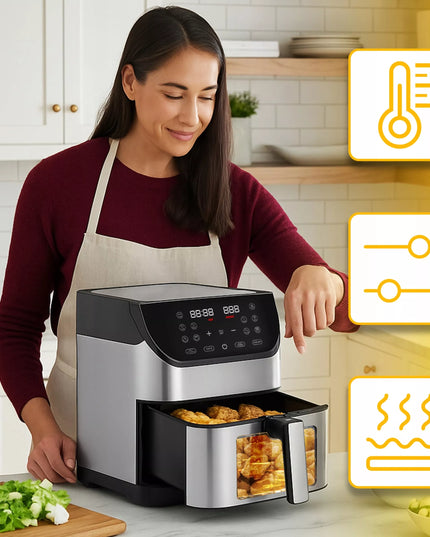 BEZTŁUSZCZOWA FRYTKOWNICA AIRFRYER 12 PROGRAMÓW DUŻA MOC MISA 8L