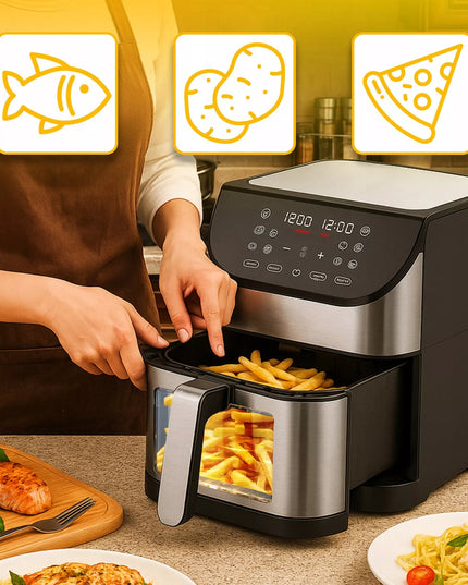 BEZTŁUSZCZOWA FRYTKOWNICA AIRFRYER 12 PROGRAMÓW DUŻA MOC MISA 8L