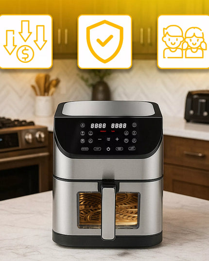 BEZTŁUSZCZOWA FRYTKOWNICA AIRFRYER 12 PROGRAMÓW DUŻA MOC MISA 8L