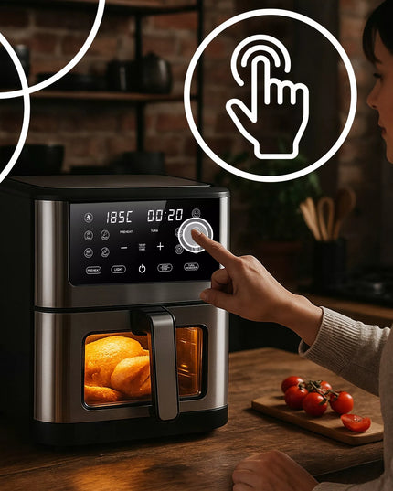 Oro gruzdintuvė AIRFRYER didelės galios kepimo prietaisas su 8L talpos dubeniu ir 12 programų