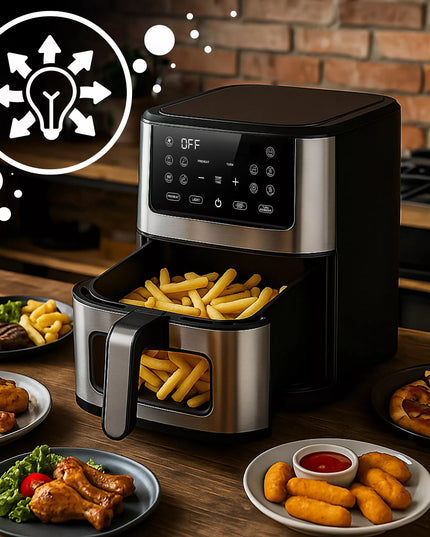 Oro gruzdintuvė AIRFRYER didelės galios kepimo prietaisas su 8L talpos dubeniu ir 12 programų