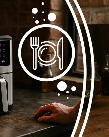 Oro gruzdintuvė AIRFRYER didelės galios kepimo prietaisas su 8L talpos dubeniu ir 12 programų