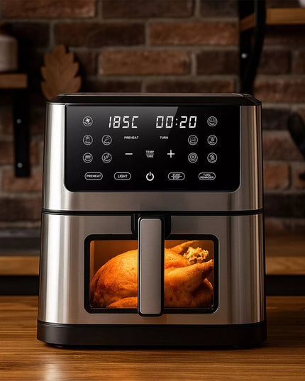 Oro gruzdintuvė AIRFRYER didelės galios kepimo prietaisas su 8L talpos dubeniu ir 12 programų