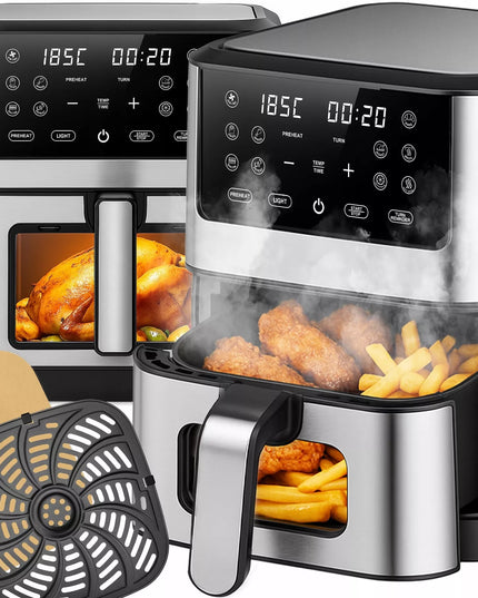 Oro gruzdintuvė AIRFRYER didelės galios kepimo prietaisas su 8L talpos dubeniu ir 12 programų