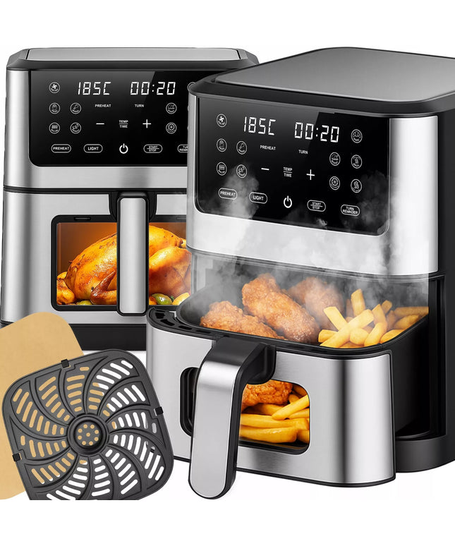 Oro gruzdintuvė AIRFRYER didelės galios kepimo prietaisas su 8L talpos dubeniu ir 12 programų