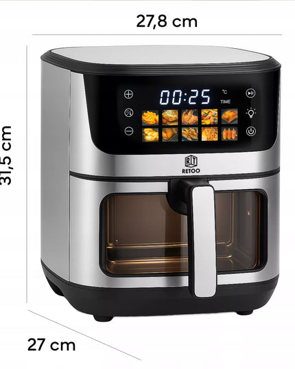 RETOO AIR FRYER gruzdintuvė be riebalų 6,5 l, 1800 W, 10 programų