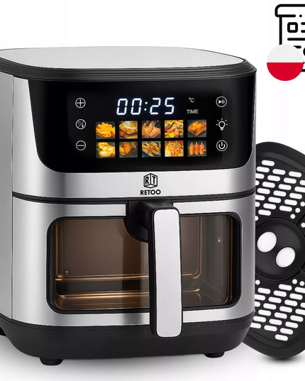 RETOO AIR FRYER gruzdintuvė be riebalų 6,5 l, 1800 W, 10 programų