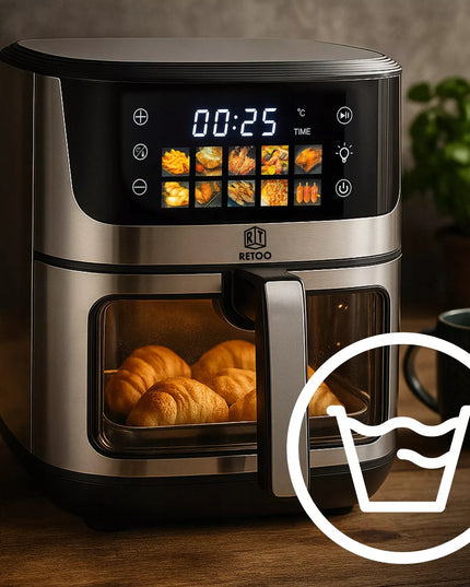 RETOO AIR FRYER gruzdintuvė be riebalų 6,5 l, 1800 W, 10 programų
