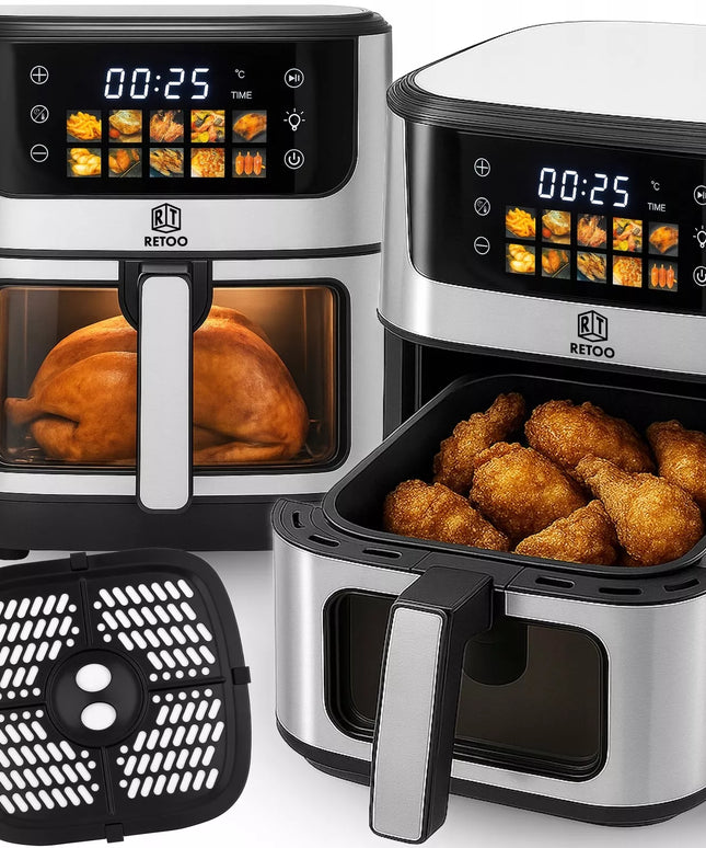 RETOO AIR FRYER gruzdintuvė be riebalų 6,5 l, 1800 W, 10 programų