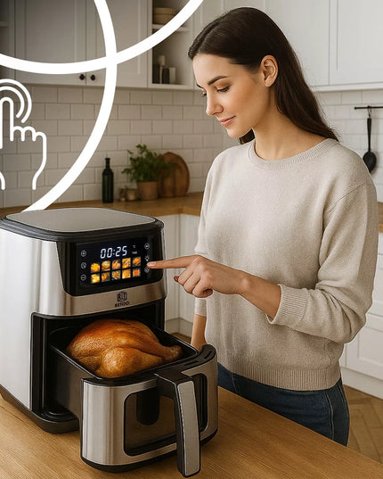 RETOO AIR FRYER gruzdintuvė be riebalų 6,5 l, 1800 W, 10 programų