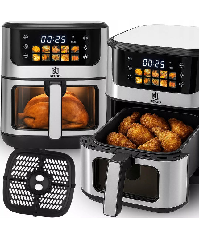 RETOO AIR FRYER gruzdintuvė be riebalų 6,5 l, 1800 W, 10 programų