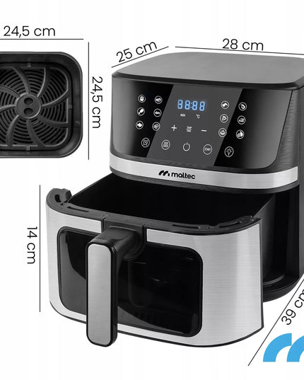 Maltec be aliejaus gruzdintuvė Air Fryer, 7L, 1800W, su langeliu