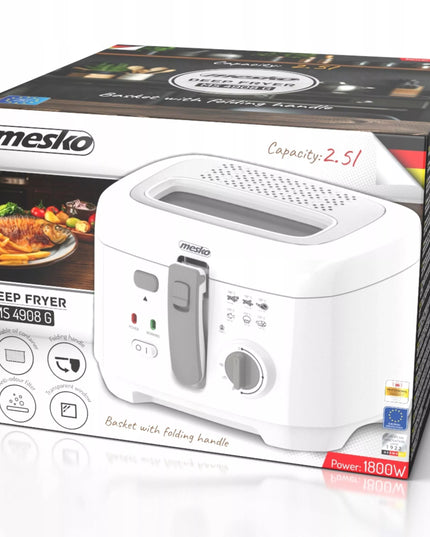 Tradicinė aliejinė gruzdintuvė 2,5 L su dangčiu 1800 W MESKO | MS4908g