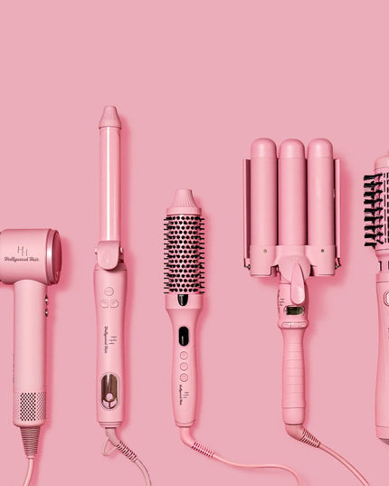 Hollywood Hair Mermaid Waver trigubos plaukų bangų formavimo žnyplės, 32 mm, Barbie Pink