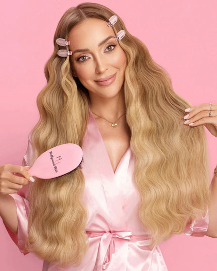 Hollywood Hair Mermaid Waver trigubos plaukų bangų formavimo žnyplės, 32 mm, Barbie Pink