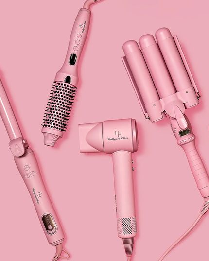 Hollywood Hair Mermaid Waver trigubos plaukų bangų formavimo žnyplės, 32 mm, Barbie Pink