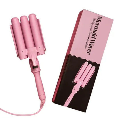 Hollywood Hair Mermaid Waver trigubos plaukų bangų formavimo žnyplės, 32 mm, Barbie Pink