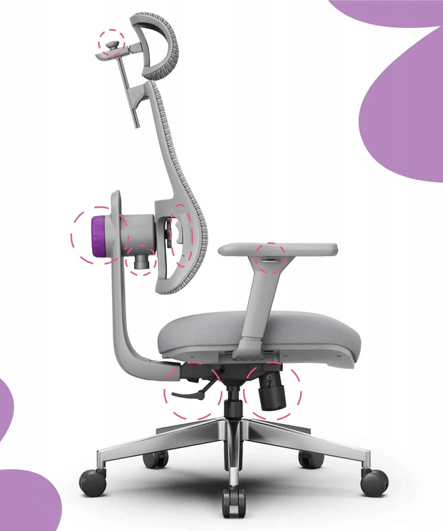 Spacetronik ergonominė biuro kėdė su tinkleliu, sukamoji, reguliuojama, pilka