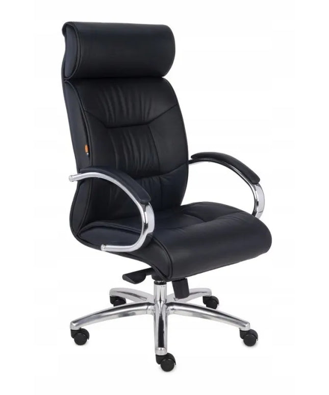 Ergonominė biuro kėdė Grospol Supreme SN1, juoda natūrali oda