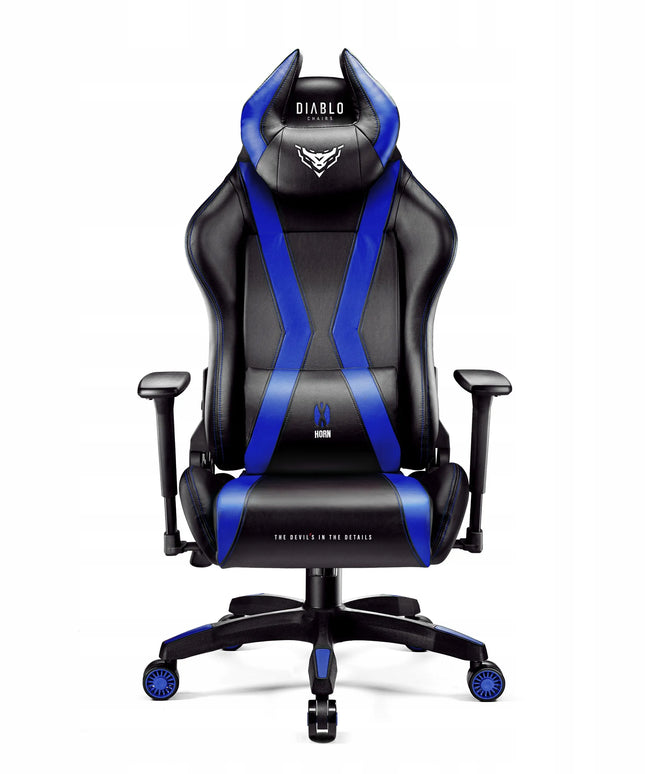 DIABLO X-Horn 2.0 Normal Size žaidimų kėdė iš eko odos, juoda ir mėlyna
