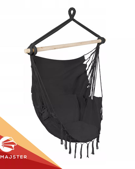 Sūpuoklės Kėdė BOHO Brazilijos Kėdė Sodo Hamakas Balkonui JUODA