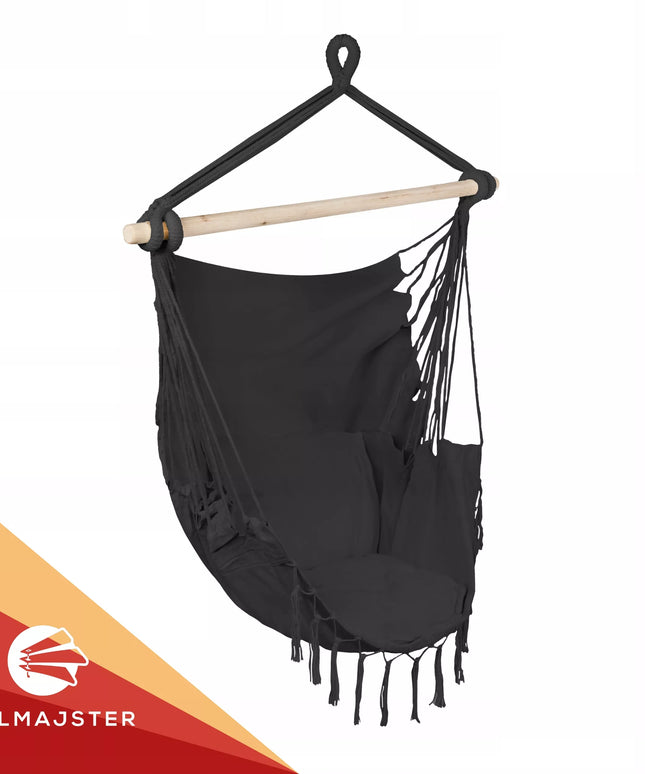 Sūpuoklės Kėdė BOHO Brazilijos Kėdė Sodo Hamakas Balkonui JUODA