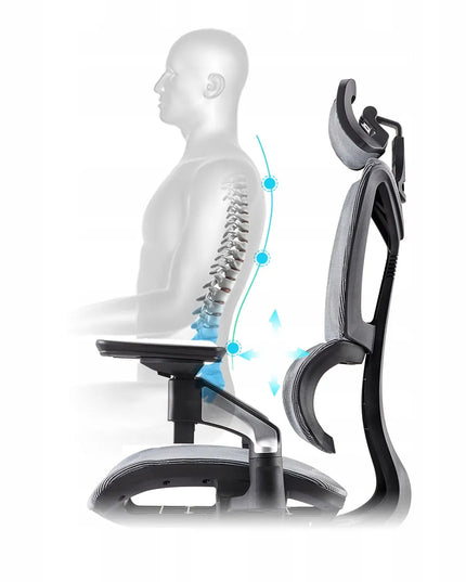 Ergonomiška biuro kėdė Spacetronik Hilde 130kg, 4D porankiai, pilka