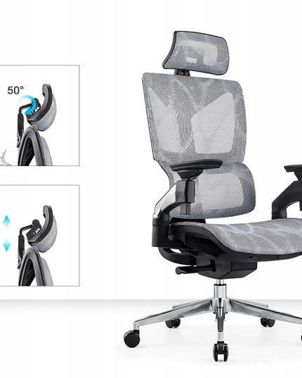 Ergonomiška biuro kėdė Spacetronik Hilde 130kg, 4D porankiai, pilka