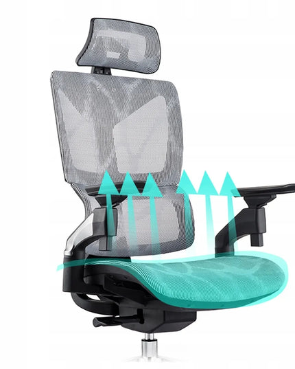 Ergonomiška biuro kėdė Spacetronik Hilde 130kg, 4D porankiai, pilka