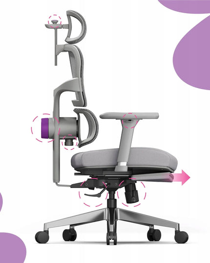 Ergonominė biuro kėdė su pakoju Spacetronik 136 kg, pilka