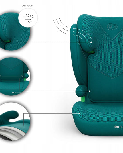 KINDERKRAFT JUNIOR FIX 2 i-Size automobilinė kėdutė, 100–150 cm, 15–36 kg, ISOFIX, žalia