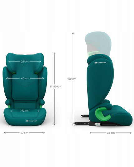 KINDERKRAFT JUNIOR FIX 2 i-Size automobilinė kėdutė, 100–150 cm, 15–36 kg, ISOFIX, žalia