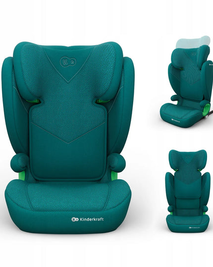 KINDERKRAFT JUNIOR FIX 2 i-Size automobilinė kėdutė, 100–150 cm, 15–36 kg, ISOFIX, žalia