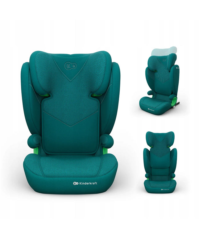 KINDERKRAFT JUNIOR FIX 2 i-Size automobilinė kėdutė, 100–150 cm, 15–36 kg, ISOFIX, žalia