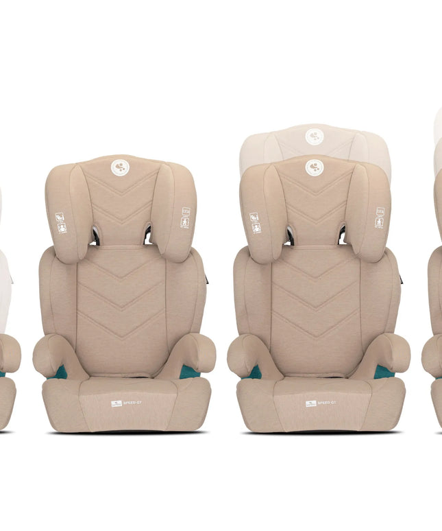 Lorelli Speed GT i-Size automobilinė kėdutė, 15–36 kg, 100–150 cm, ISOFIX, smėlio spalvos