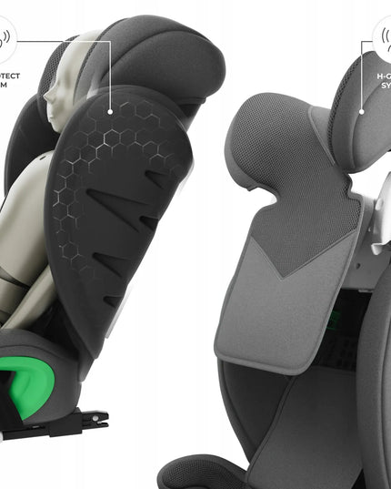 KINDERKRAFT JUNIOR FIX automobilinė kėdutė, 100–150 cm, 15–36 kg, i-Size, ISOFIX, pilka