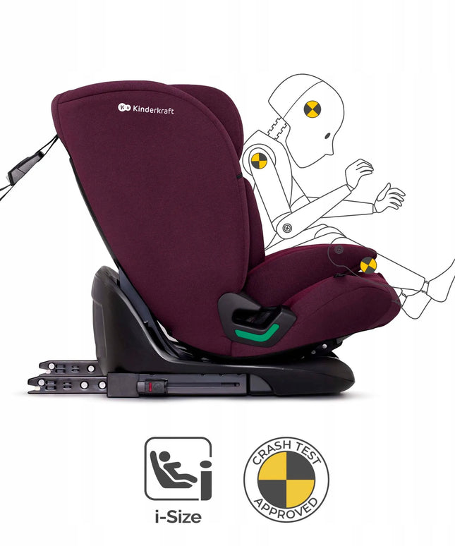 Kinderkraft ONETO 3 i-Size automobilinė kėdutė, 76–150 cm, ISOFIX, pilka