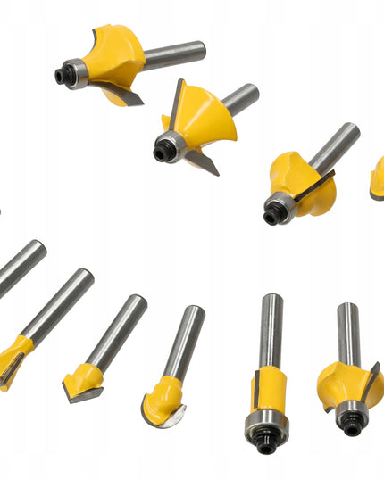 Frezų rinkinys medžio tiesioms kotinėms, 12 vnt., 6,3 mm, dėžutė