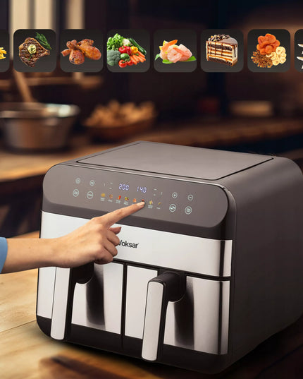 Dvieļu kameru bešeine gruzdintuvė VOKSAR G11 AirFryer 2400W + RECEPTAI