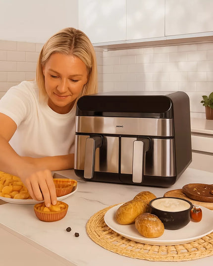 Dvikamerė oro gruzdintuvė VOKSAR G11 AirFryer 2400W + RECEPTAI