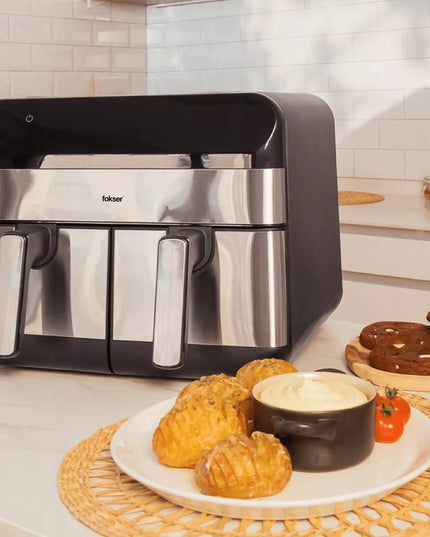 Dvikamerė oro gruzdintuvė VOKSAR G11 AirFryer 2400W + RECEPTAI