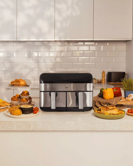 Dvikamerė oro gruzdintuvė VOKSAR G11 AirFryer 2400W + RECEPTAI