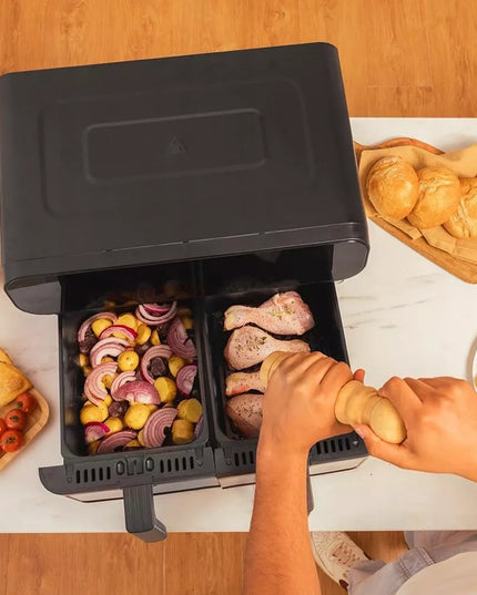 Dvikamerė oro gruzdintuvė VOKSAR G11 AirFryer 2400W + RECEPTAI