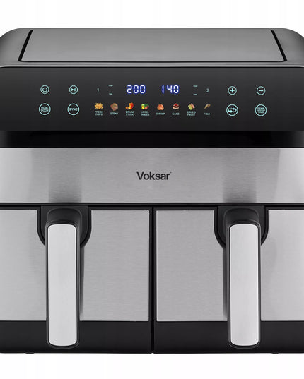 Dvikamerė oro gruzdintuvė VOKSAR G11 AirFryer 2400W + RECEPTAI